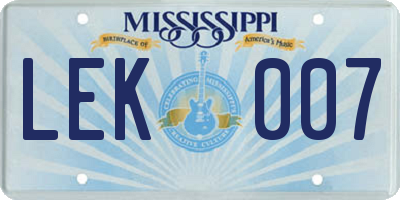 MS license plate LEK007