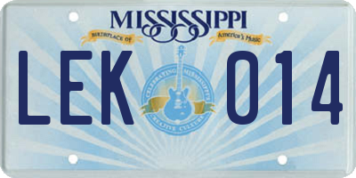 MS license plate LEK014
