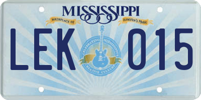 MS license plate LEK015