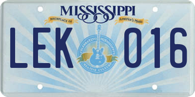 MS license plate LEK016