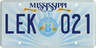 MS license plate LEK021
