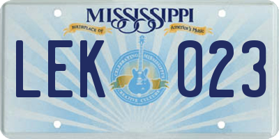MS license plate LEK023