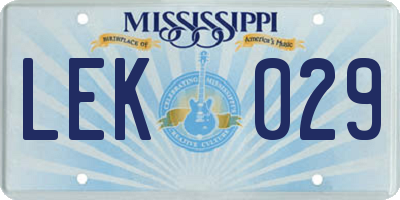 MS license plate LEK029