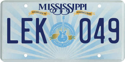 MS license plate LEK049