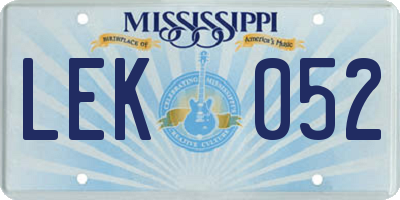 MS license plate LEK052
