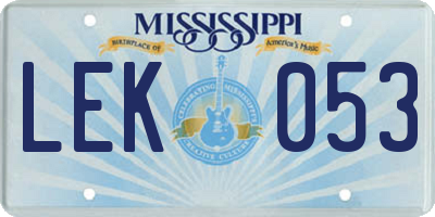 MS license plate LEK053