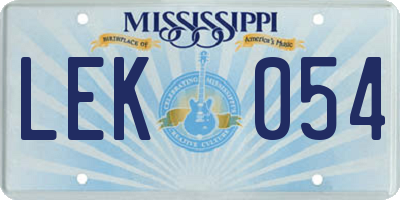 MS license plate LEK054