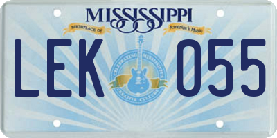 MS license plate LEK055