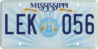 MS license plate LEK056
