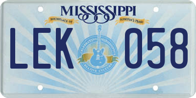 MS license plate LEK058