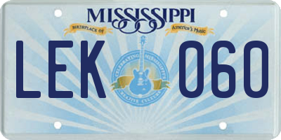 MS license plate LEK060
