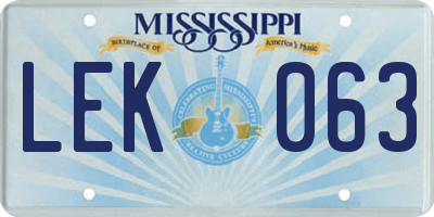 MS license plate LEK063