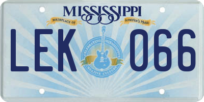 MS license plate LEK066