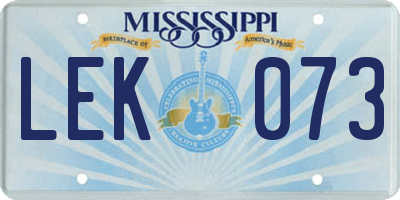 MS license plate LEK073