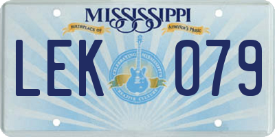MS license plate LEK079