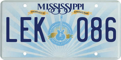 MS license plate LEK086
