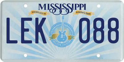 MS license plate LEK088