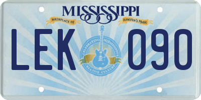 MS license plate LEK090