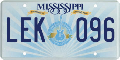 MS license plate LEK096