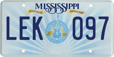 MS license plate LEK097