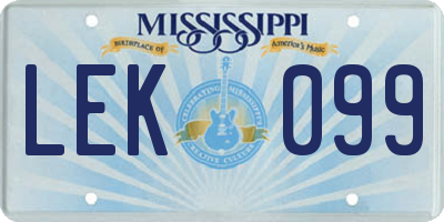 MS license plate LEK099