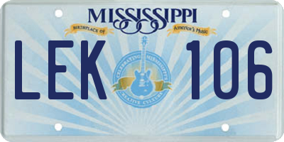 MS license plate LEK106