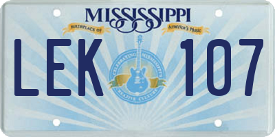 MS license plate LEK107