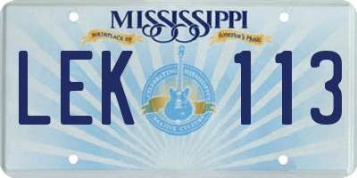 MS license plate LEK113
