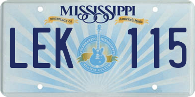 MS license plate LEK115