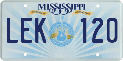 MS license plate LEK120