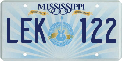 MS license plate LEK122