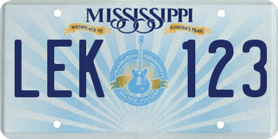 MS license plate LEK123