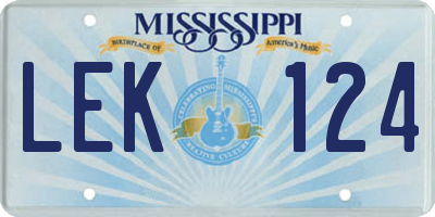 MS license plate LEK124