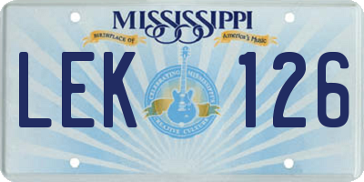 MS license plate LEK126