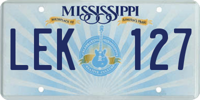 MS license plate LEK127