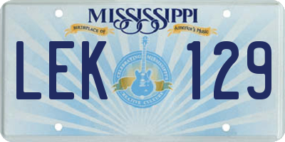 MS license plate LEK129