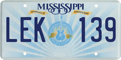 MS license plate LEK139