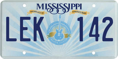 MS license plate LEK142