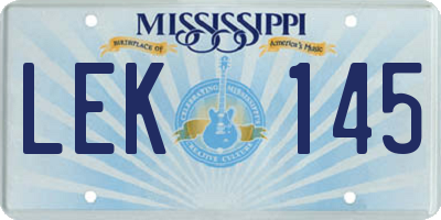 MS license plate LEK145