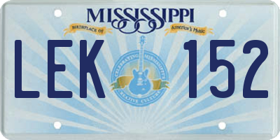 MS license plate LEK152