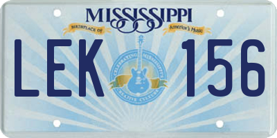 MS license plate LEK156