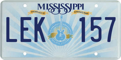 MS license plate LEK157