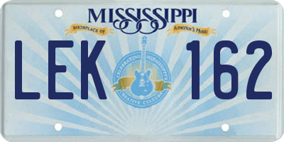 MS license plate LEK162