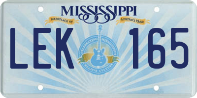 MS license plate LEK165