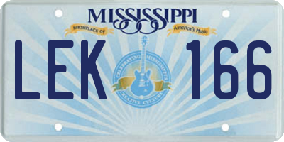 MS license plate LEK166