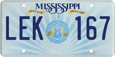 MS license plate LEK167