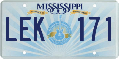 MS license plate LEK171