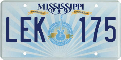 MS license plate LEK175