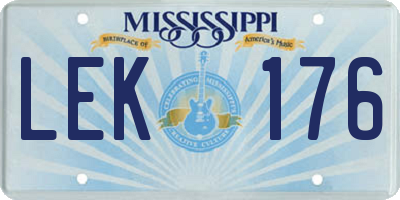 MS license plate LEK176
