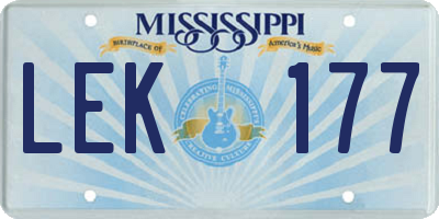 MS license plate LEK177